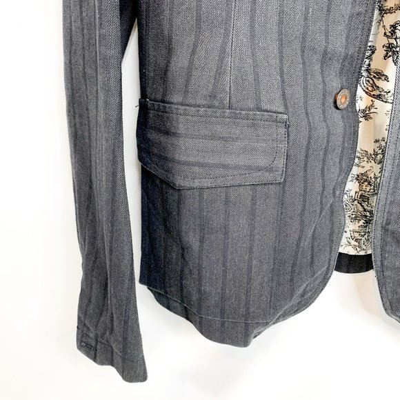 ROGAN Striped Washed Black Denim Blazer - Picture 5 of 6